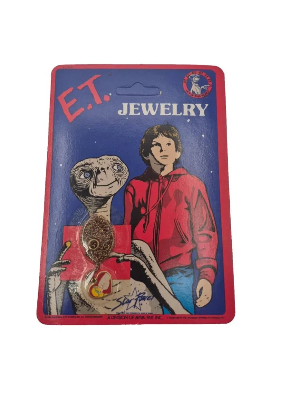 Vintage 1982 E.T. Jewelry Pendant Heart Chain Steven Spielberg Collectible